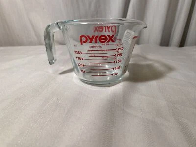 NWT PYREX 1-Cup Glass Measuring Cup with Red Lettering - Image 1 of 4