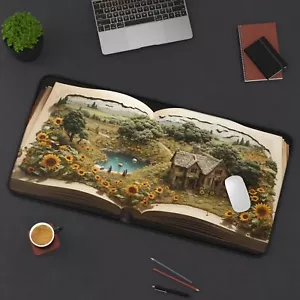 Sunflower Field Desk Mat, Lofi Desk Pad, Cute Desk Decor, Aesthetic Mousepad - Picture 1 of 13