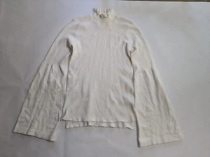 Suéter para mujer EVIDNT cuello alto pequeño blanco marfil mangas acampanadas pulóver Prendas para el torso - Imagen 1 de 11
