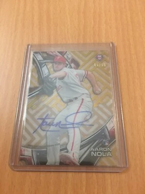 2016 Topps High Tek Aaron Nola Philadelphia Phillies RC Gold AUTOGRAPH /50 HOT - Image 1 of 2
