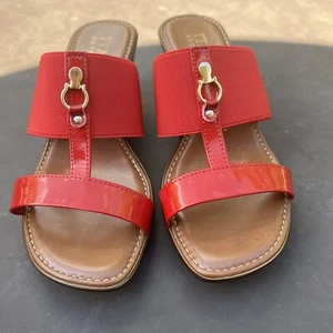 NEW Italian Shoemakers Brand Red Wedge Sandal Shoe Sz 7.5 M - Picture 1 of 4