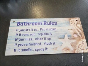 Bathroom rules sign, wooden. - Picture 1 of 2