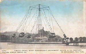 New York Postcard Traver Circle Swing Co. Advertising c 1905    U7 - Picture 1 of 2