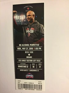BOSTON RED SOX VS CLEVELAND INDIANS, MAY 27,2019 TICKET STUB - Picture 1 of 1