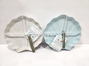 Sigrid Olsen Coastal Beach Melamine Appetizer Clam Plates 7" Set of 8 Blue Ivory - Picture 1 of 5