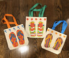 Mini Flip Flop Canvas Tote Bag - Choose Your Color Green, Blue, Orange - 1 Piece