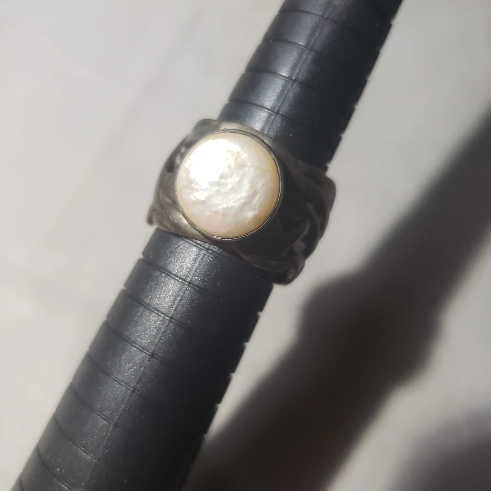 Silpada Sterling Silver Coin Pearl Mermaid Vine Thick Ring Size 8 - Image 1 of 4