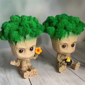 Cute Groot Flower Pot & Planter Pot SET Pen Holder | Mini Tree Man Gift Idea - Picture 1 of 7