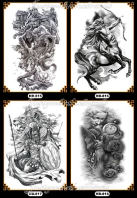 CANDYBARBOUTIQUE TEMPORARY TATTOO Römische Gladiatoren Soldaten Schütze Zentaur Engel und Athene Temporäres Tattoo