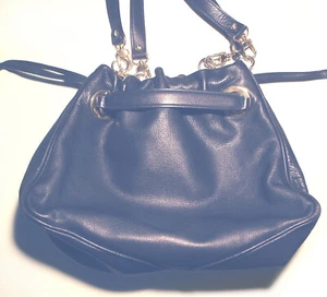 Fabulous REINA dunkelmarineblau Leder SCHULTER Kordelzug TASCHE TASCHE Italien - Bild 1 von 7