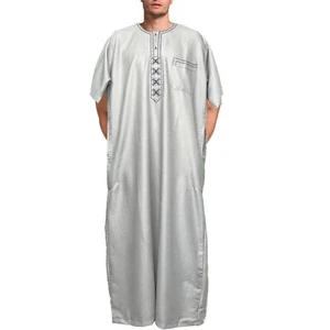 New Design 2023 Premium Quality SS COLOUR Short Sleeve Thobe Mens Kaftan Shirt - Picture 1 of 10