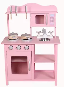 Kids wooden kitchen by Kiddikitchens in white or pink plus optional kitchen set - Picture 1 of 25