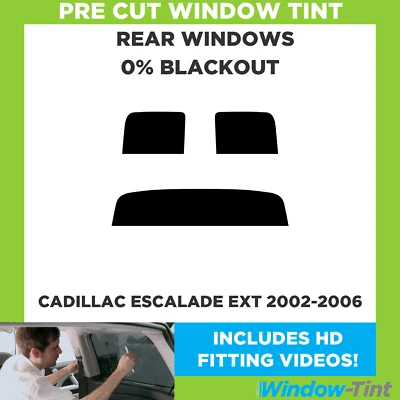 For Cadillac Escalade EXT 2002-2006 Pre Cut Window Tint Rear 0% Blackout Film - Image 1 of 4
