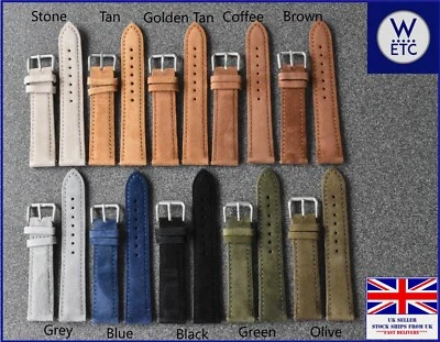CALIDAD Correa de reloj de cuero gamuza suave, liberación rápida, 18 mm 19 mm 20 mm 22 mm Foto 1 de 4