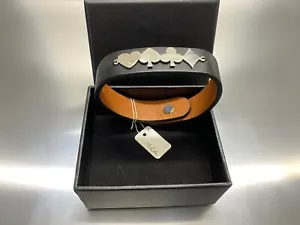 playing card poker Bracelet Real 925 Sterling Silver on Genuine Leather gift - Picture 1 of 7