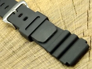 Vintage NOS Unused Watch Band 22mm Black Rubber w Silver Tone Buckle Diver Long - Picture 1 of 4