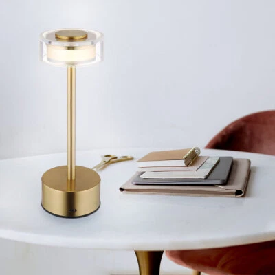 Tischlampe Touchdimmer Nachttischlampe messing LED Schlafzimmerlampe H 23,5 cm - Bild 1 von 4