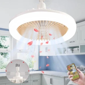 Lampadario Con Ventilatore Da Soffitto,Ventola Soffitto Con Luce,E27 Plafoniera - Foto 1 di 9