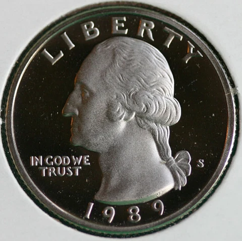 1989 S CLAD Proof Washington Quarter 25c Coin Cover