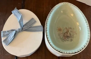 Pottery Barn Easter Egg Shape Candy Dish Bowls D4 Green 5" Diam 2" Height #9009C - Picture 1 of 3