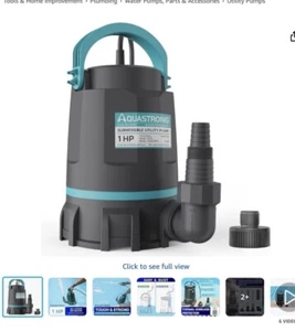 Aquastrong 1HP Submersible Utility Sump Pump ESU100PM, 4500 GPH/5’, 3amp, - Picture 1 of 6