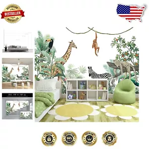 Seamless 8-Piece Tropical Jungle Wall Mural - Perfect for Nursery Decor - Picture 1 of 9
