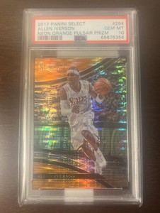 2017-18 Panini Select Allen Iverson Neon Orange Pulsar /9 Psa 10 Pop 2 76ers Sp