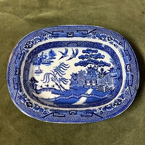 Warranted Staffordshire W. Adams & Sons England Blue Willow Oval Vegetable Bowl - Picture 1 of 13