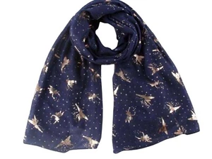 New Ladies Women's Fairy Glitter Foil Sparkle Print Scarfs By London Scarfs - Picture 1 of 6