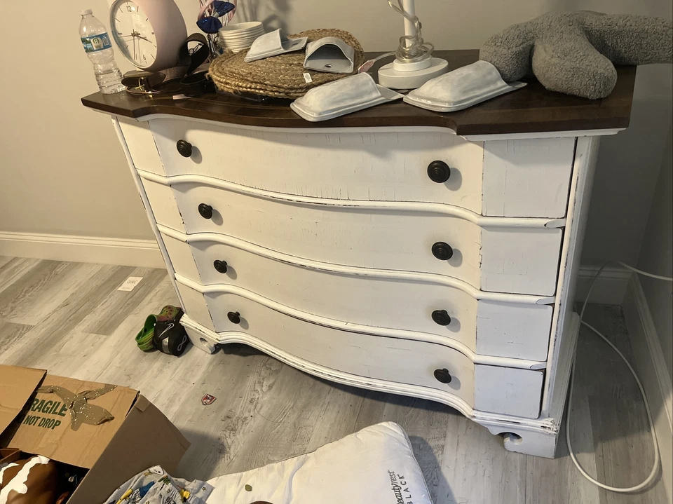 Brown And White Dresser Black Handles DRESSER ONLY - Image 1 of 1
