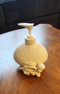 Keramik Engel Cherub Muschelschale Seifenlotion Pumpspender ~ Pumpe funktioniert nicht - Bild 1 von 5