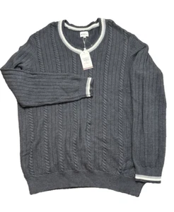 Ben Sherman Sweater Men XXL V Neck Cable Knit Gray Pullover Long Sleeve - Picture 1 of 9