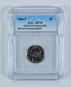 1994-P Jefferson Nickel Coin & Currency Set SP70 ICG Matte Specimen - Picture 1 of 5