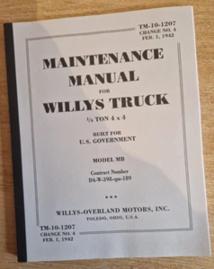 TM 10-1207 Manual de Mantenimiento Willys Jeep MB Slat Grill Libro Segunda Guerra Mundial Jeeps Ejército de EE. UU. - Imagen 1 de 6