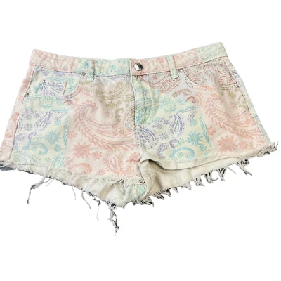 River Island Womens Denim Shorts Hot Pants Summer Beach Pool Ladies Paisley UK12 - Image 1 of 4