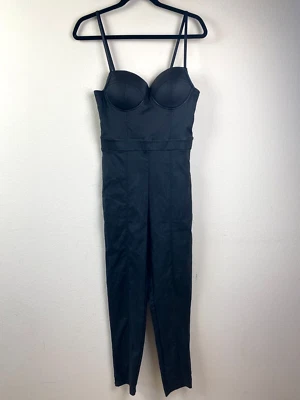 Sexy Mono Mameluco de Cuero Sintético Negro M Pantalones Largos Sujetador Pushup Correa Punk Boho Foto 1 de 4