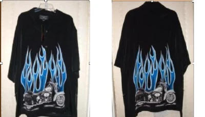 CAMISA HAWAIANA NUEVA CON ETIQUETAS XL CROMADA EAGLE FLAME MOTOCICLETA CLÁSICA Foto 1 de 2