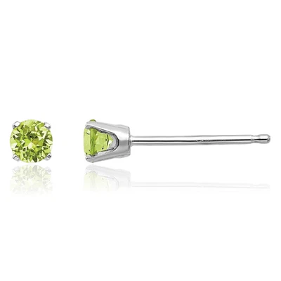 14K Solid White Gold 3mm Peridot Stud Earrings - Image 1 of 4