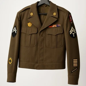 Vintage US Army Uniform Jacket Wool Serge Patch Insignia Sergeant - Picture 1 of 14