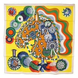 Hermes Carré 70 CHEVAL MASCOTTE gelb bunt Seidentuch Etiketten Box unbenutzt. - Bild 1 von 8