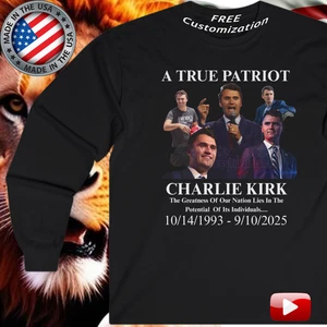 Charlie Kirk A True Patriot 14.10.1993 10.10.2025 Long T-Shirt Charlie Kirk V1.0 - Bild 1 von 15