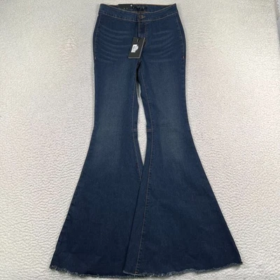 Pantalones de mezclilla Lucky & Blessed para mujer 4 extremos acampanados con parte inferior dobladillo crudo elásticos nuevos con etiquetas Foto 1 de 4