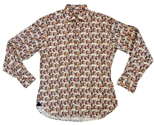 Luchiano Visconti Schwarz Herren M Multi Circle Print Seersucker Button Down Hemd - Bild 1 von 8