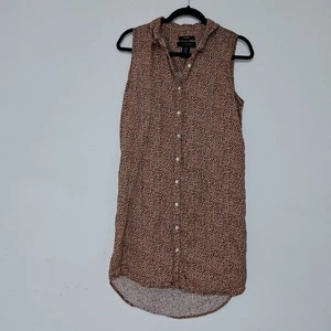 Tahari Damen Kleid ärmellos Knopfleiste 100% Leinen Shirt Gr. S Animal Print - Bild 1 von 9