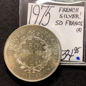 1975 French Silver Hercules! 50 Francs! ENN Coins - Picture 1 of 3