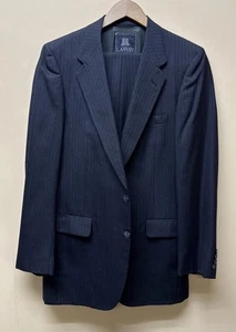Vintage Lanvin Men’s Navy w/Multicolor Stripe Twill Union USA Made Wide Leg Suit - Picture 1 of 16