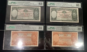 AUSTRALIEN (4 alte Scheine) 10 Schilling und 1 Pfund 1942 PMG 63 und 30-35 949399-14 - Bild 1 von 3