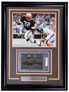 Jim Brown Signed Framed Cleveland Browns HOF 71 Cut Signature PSA/DNA Gem MT 10 - Picture 1 of 2