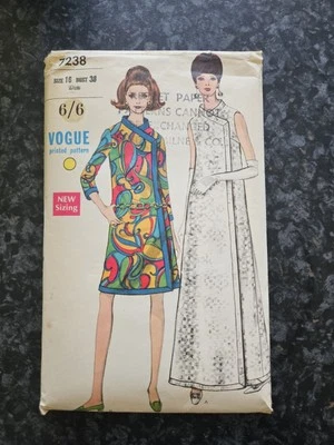 UNCUT Vintage Original 1960s Sewing Pattern -A-Line Coat Dress -Size 16,Bust 38  - Image 1 of 2