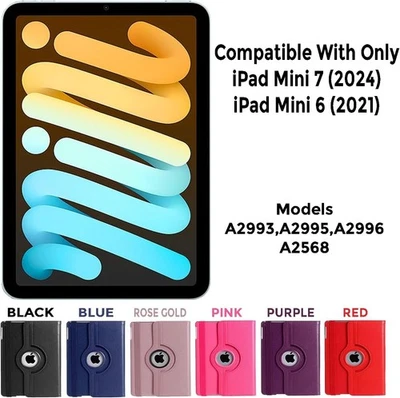 New iPad Mini 6/7 Case 360 Rotating Stand Shockproof Auto Wake/Sleep 2021/2024 - Image 1 of 2